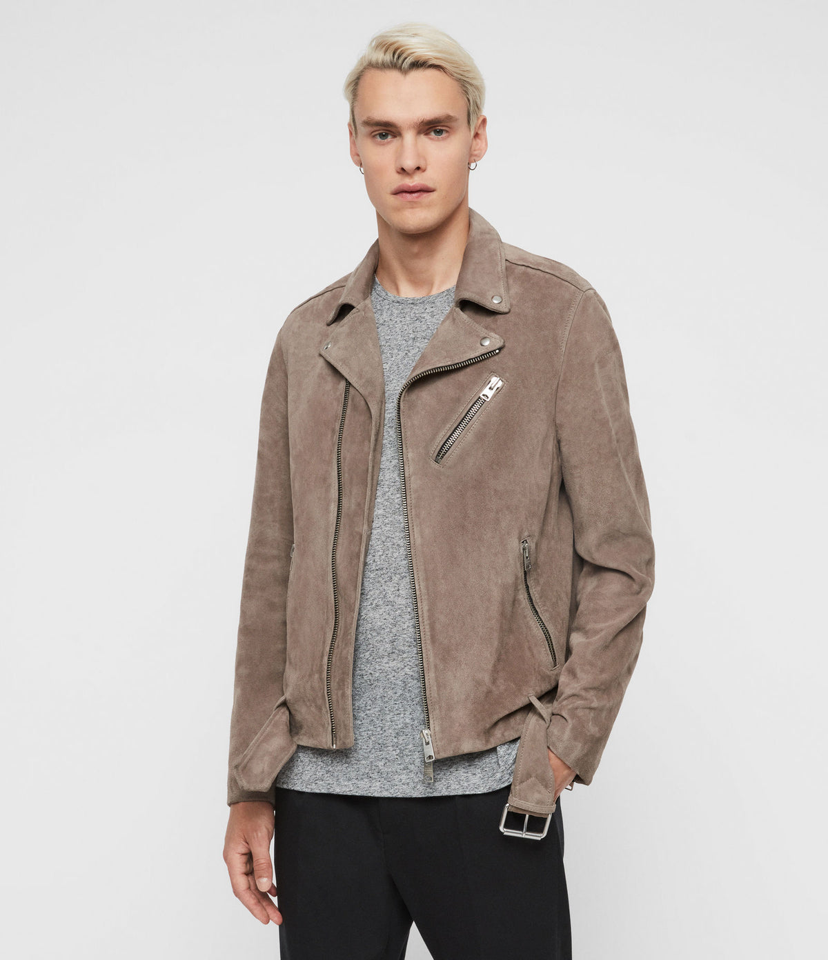 Suede Lining All Saints Kemble Suede Bomber Jacket ALLSAINTS